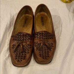 Santoni, made in Italy, size 9.5 men’s Brown Leather Loafers with Tassels